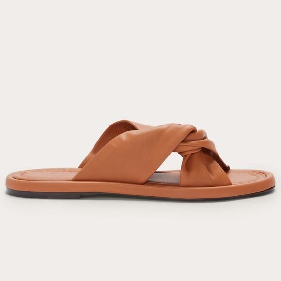 Everlane Day Twist Sandal Desert Tan Leather Flat Slide 6.5 New Without Box - Picture 3 of 9